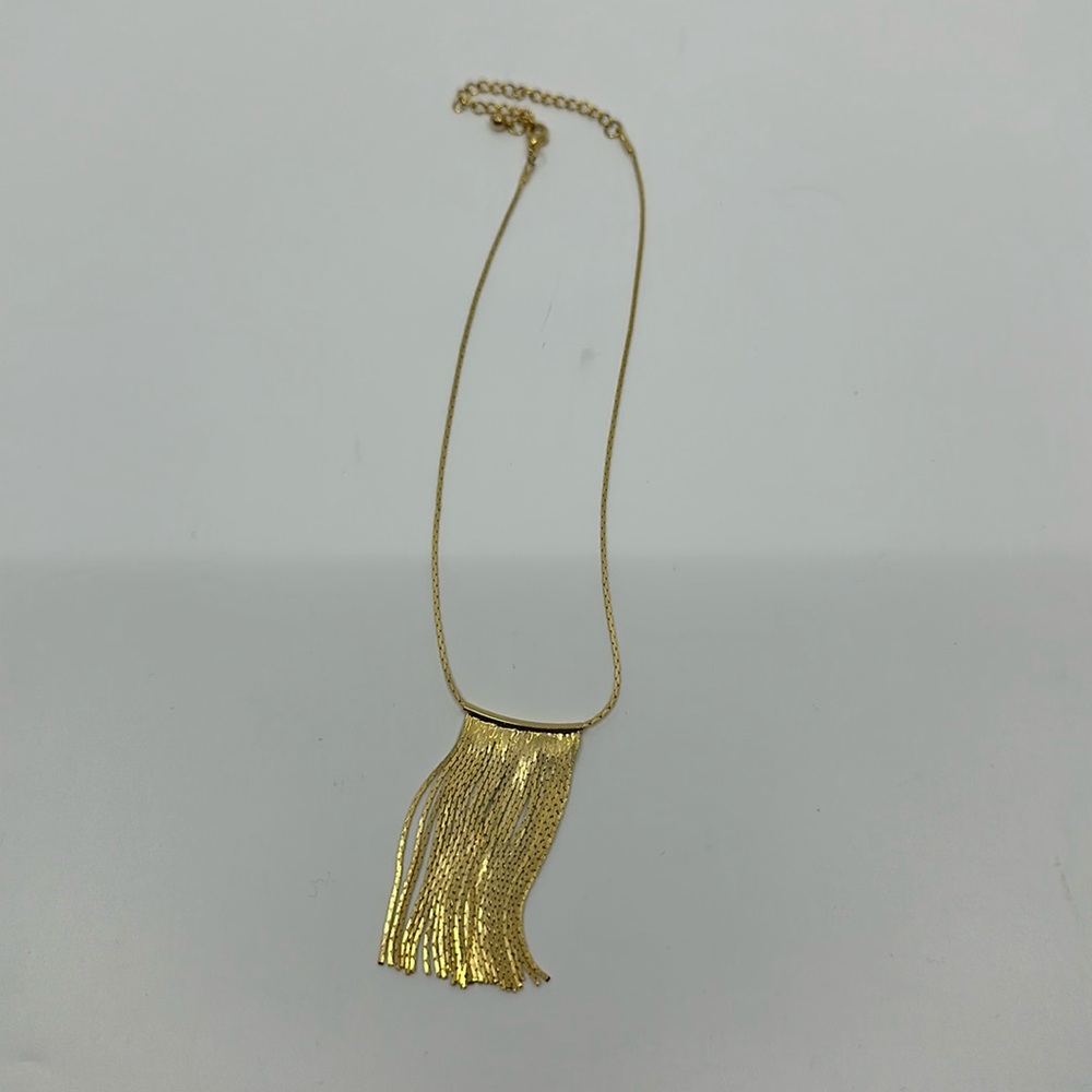 Goldtone fringe tassel metal adjustable necklace